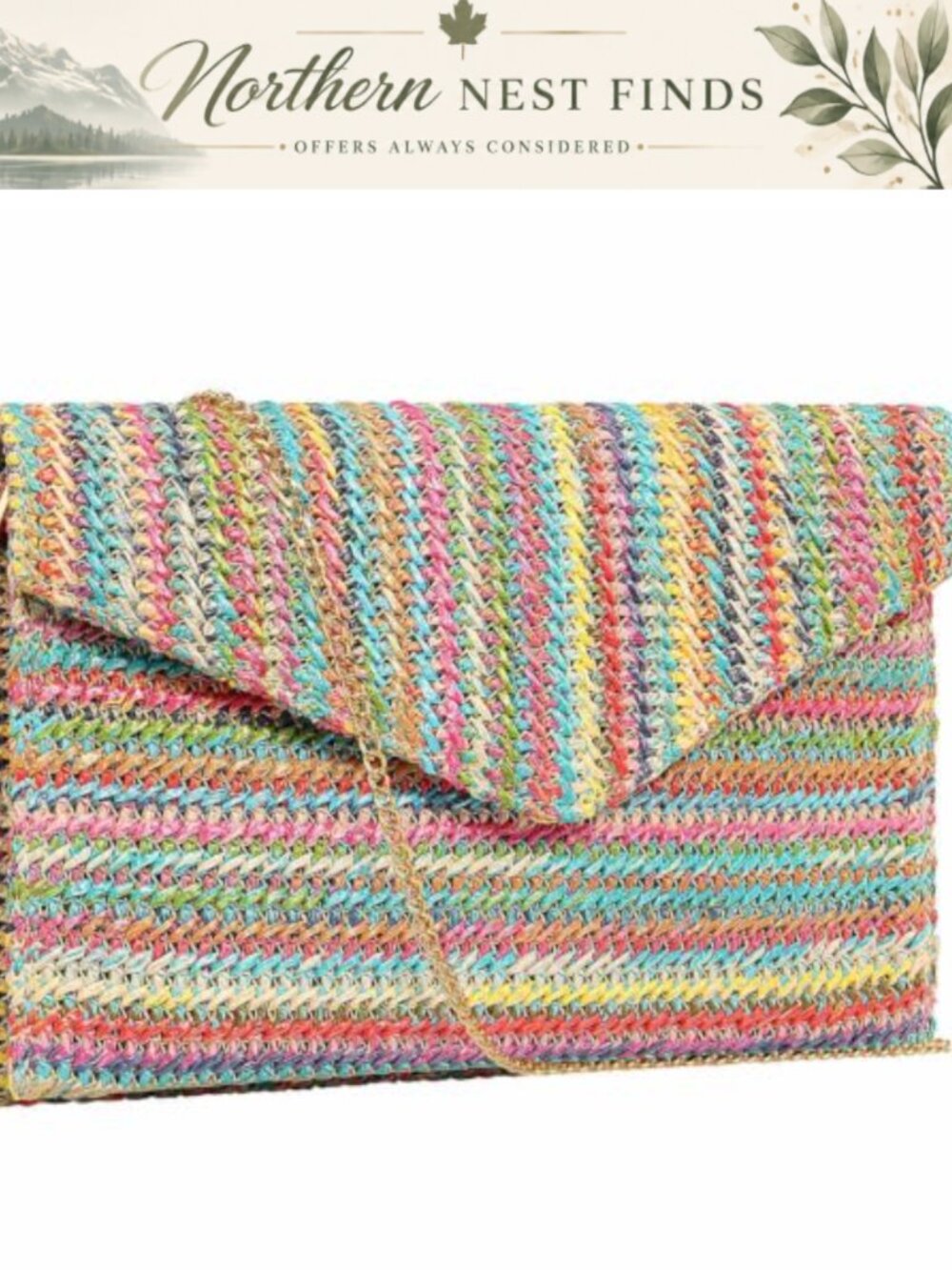Woven Straw Clutch Purse Shoulder Bag